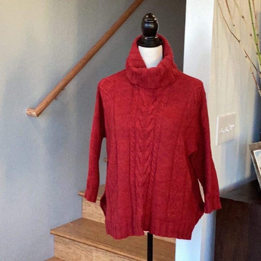 Banana Republic Dark Red Wool Blend Turtleneck Sweater EUC